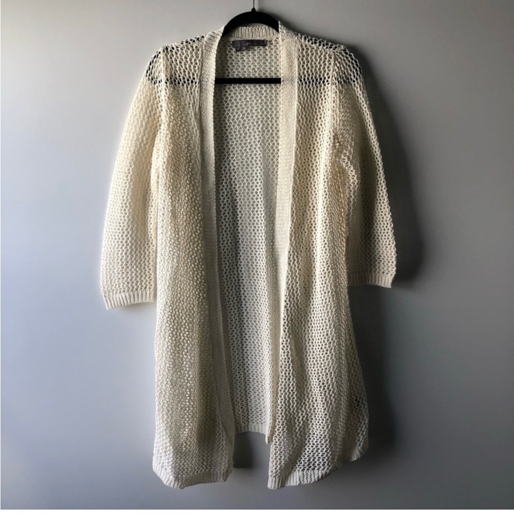 360 Sweater ivory open knit cardigan sweater